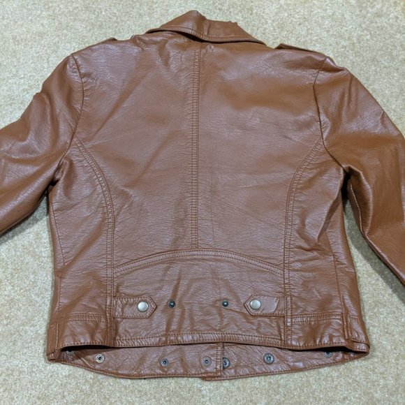 neu look Brown Faux Leather Cropped Jacket - Picture 8 of 9